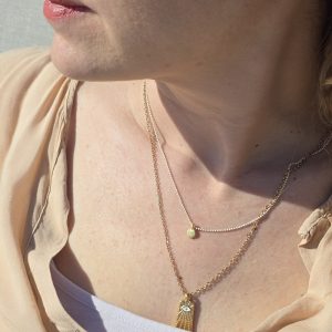 Ατσάλινο Διπλό Κολιέ Μάτι Χρυσό Layered