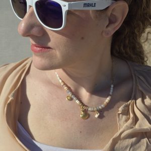 Ατσάλινο Κολιέ Μισοφέγγαρο και Πέρλα