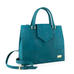 Τσάντα από Vegan φελλό Jackie tote bag Τυρκουάζ