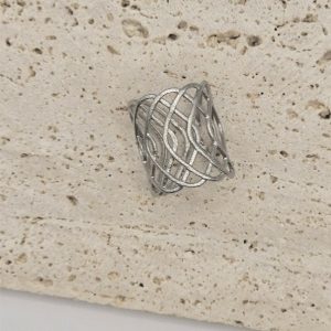 Ατσάλινο Δαχτυλίδι Πλέγμα Ασημί