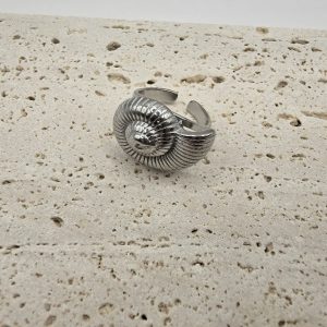 Ατσάλινο Δαχτυλίδι Spiral Shell Ασημί
