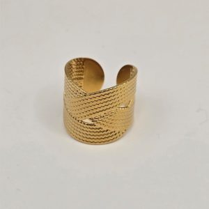 Ατσάλινο Δαχτυλίδι Textured Wrap Χρυσό