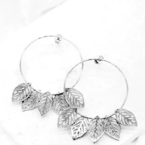 Ατσάλινα Σκουλαρίκια Leaves Silver
