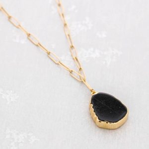 Ατσάλινο Κολιέ Minimal Black με πέτρα