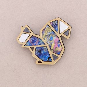 Καρφίτσα Μπλε Σκίουρος  Origami