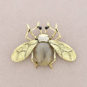 Καρφίτσα Μέλισσα με Γκρι Πέτρα