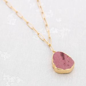 Ατσάλινο Κολιέ Minimal Rose με πέτρα