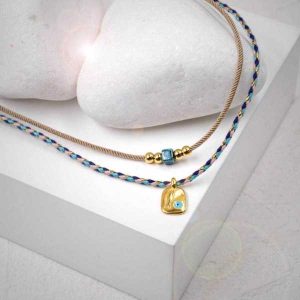 Κολιέ Μακραμέ με Φυλαχτό & Charm