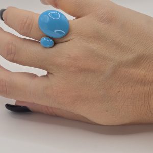 Ατσάλινο Δαχτυλίδι με Διπλό Τυρκουάζ Στοιχείο