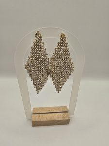 Κρεμαστά Σκουλαρίκια Ατσάλινα με Στρας – Χρυσά