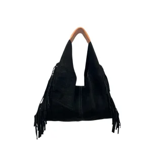 Σουέτ τσάντα Rock and Boho με κρόσια